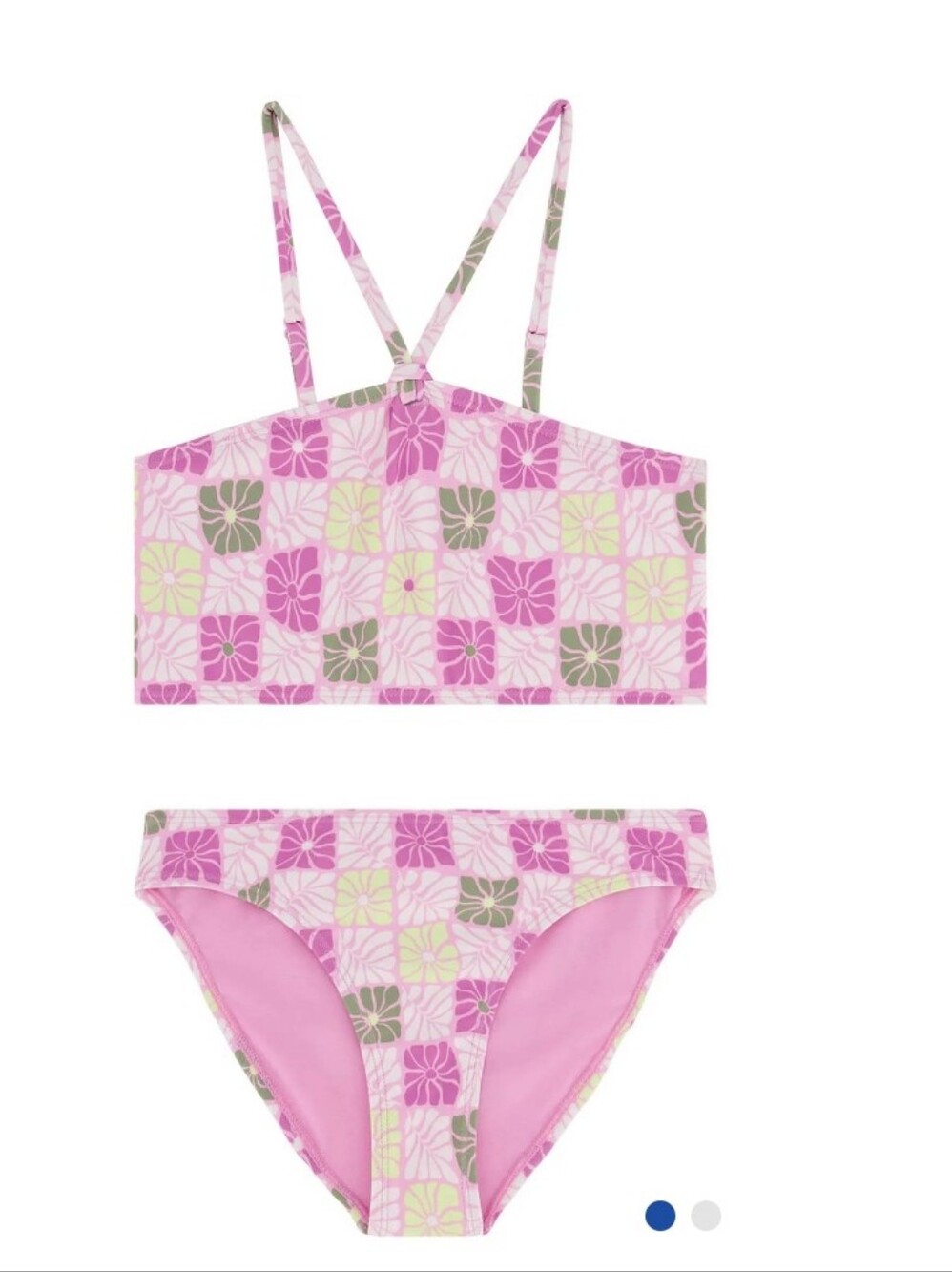 Girls Pink Floral Check Two Piece Swim Set By Roxy NWT
